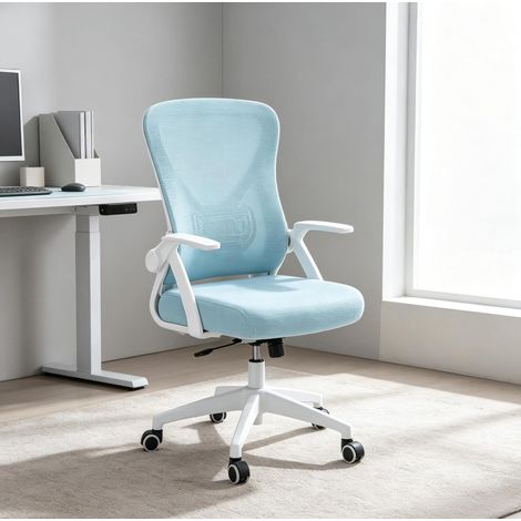 Sedia ufficio ergonomica girevole blu con schienale traspirante e braccioli ribaltabili OKWISH (1/5)