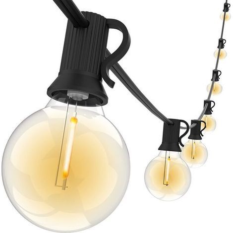 Guirlande Lumineuse Extérieure 15 M LED G40 Blanc Chaud, Décor Raccordable pour Jardin, Terrasse, Fête, Soirée et Noël (1/3)