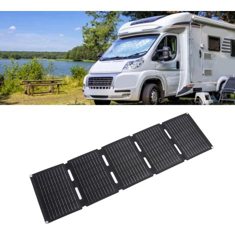 Tragbares, wasserdichtes monokristallines ETFE-Solarpanel mit Schnellladefunktion (PD), 2 USB-Anschlüssen, Batterieklemmen und Fokussierer