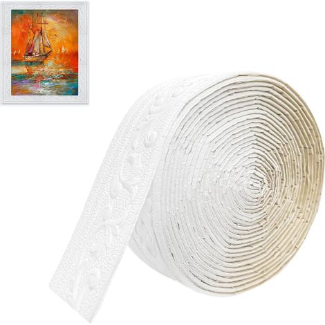 Moulures autocollantes - 10 m x 8 cm x 4 mm - Wit - Pour murs, plafonds et angles (1/5)
