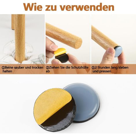 Patins de Meubles, PTFE Téflon Carré Auto-adhésives Coulisses de Meubles Adaptés Aux Sols et Tapis Lisses, 8 Pièces 30 mm Ronds