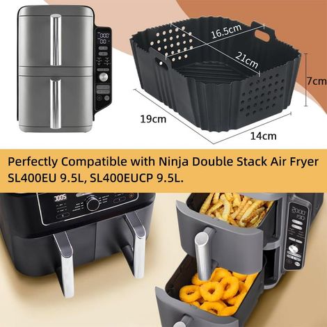Air Fryer Accessories for Ninja Double Stack XL, 2 Pieces Silicone Mould BPA Free Accessories Fryer Oil Free Compatible with Ninja SL400EU/9.5L SL400EUCP/9.5L Air Fryer