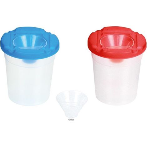 Vaso para enjuagar cepillos con tapón antiderrame de 9x8 cm.