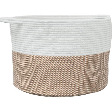 Panier à linge,Panier à vêtements marron et blanc Ø55x36 cm coton CFW783272 (1/5)