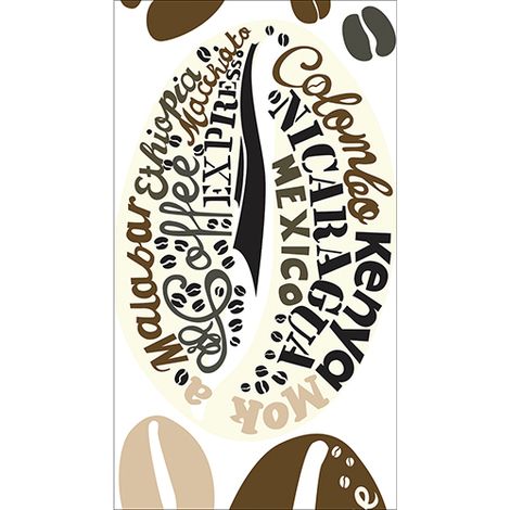 Sticker réfrigérateur et lave vaisselle, Coffee Arabica, origines, grains de café dessinés, 180 cm X 100 cm (1/4)
