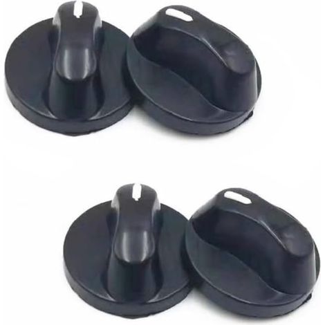Lot de 4 boutons de cuisinière avec adaptateurs pour four électrique à gaz, plaques de cuisson, cadrans en plastique noir (1/5)