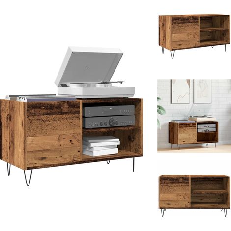 Plattenschrank Altholz-Optik 84,5x38x48 cm Holzwerkstoff - Plattenschrank - Plattenschränke - Plattenspieler Schrank - Vinyl Schrank (1/5)