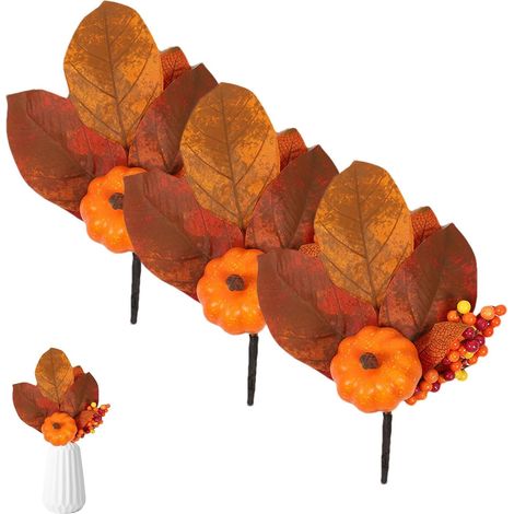 Feuilles D'Automne 3 Centres de table décoratifs pour Halloween Branche à feuilles d'érable pour Thanksgiving Pour Salle À Manger Cuisine Table Entrée Porche Fête De (1/5)