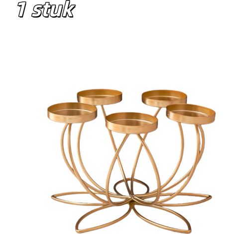 pièce Bougeoir Dorénement en fer forgé Forme de lotus Idéal pour les mariages les fêtes et les dîners d anniversaire aux chandelles Décore les tables et les cheminées Bougie non incluse Finition dorée (1/4)