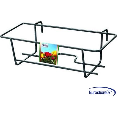 BALCONIERA IN FERRO CM 50 PORTA VASO RINGHIERA NERO cm.50x27x15h  FER 206358 (1/2)