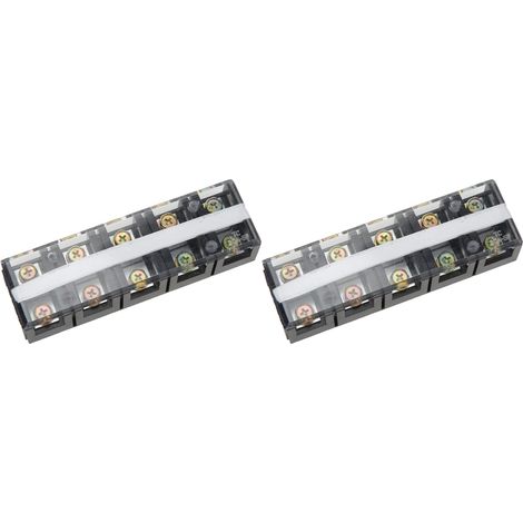 2 borniers à double rangée 60 A 600 V, bornier compact avec boîtier en polycarbonate pour système de distribution électrique, 5 positions (605) (1/5)