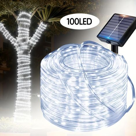 Guirlande lumineuse solaire en tube flexible pour l'extérieur, 10 mètres et 100 LED — idéale pour décorer votre terrasse. (1/4)