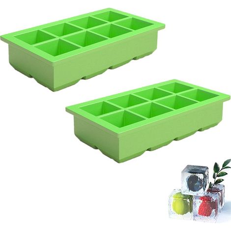 Eiswürfelform – Flexible Silikonform mit 8 quadratischen Mulden – Für Whisky und Cocktails – 2er-Set (1/5)