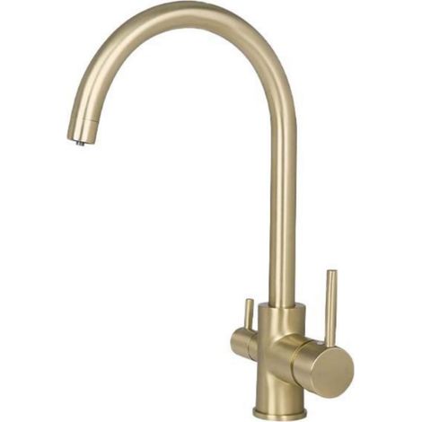 Mitigeur Cuisine Or Brossé Robinet Cuisine Evier a 3 Voies Robinet 360 Pivotant Bec Robinet Cuisine Osmoseur D'Eau Robinet (1/5)