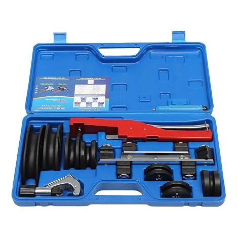 Cintreuse Tube Multicouche Manuelle, Cintreuse Tube Cuivre Jusqu'à 90°, Cintreuses Tuyaux à Cliquet 7 Matrices Outil Cintrage 6 à 22mm 1/4"-7/8", Pour Tuyauxs En Cuivre Aluminium (CT-999 Rouge)