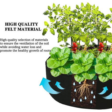 Sac de plantation portable en feutre pour légumes et fleurs, avec double poignée (1/4)