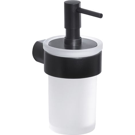 DOSA SAPONE DA PARETE IN OTTONE NERO OPACO E VETRO MODELLO PIRENEI - DIM. CM (LXPXH): 6,9X9,1X15,4  - NERO OPACO  - GDY