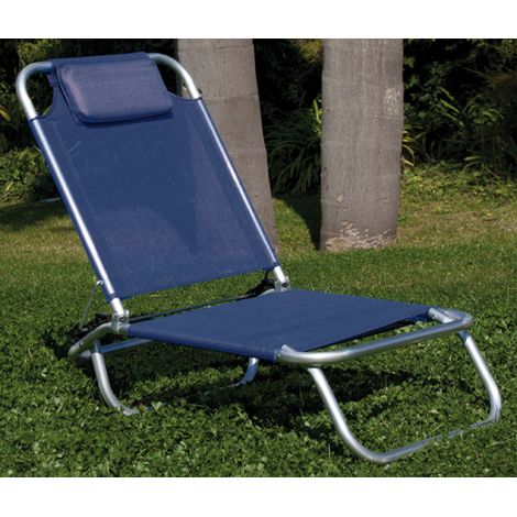 Spiaggina in Alluminio Reclinabile Blu con Cuscino 47X57X19/71H Cm (1/6)