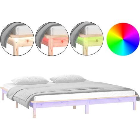 Maison Exclusive - Massivholzbett mit LEDs 120x190 cm (1/5)