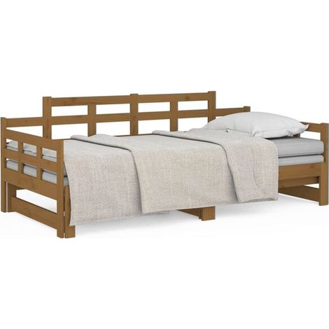 Lit coulissant (matelas non inclus), brun miel, 2 x (90 x 190 cm) (1/5)