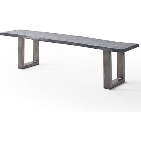 Esszimmer Sitzbank mit 180 cm Breite, Akazie massiv, grau sandgestrahlt - COSENZA-06 (1/3)