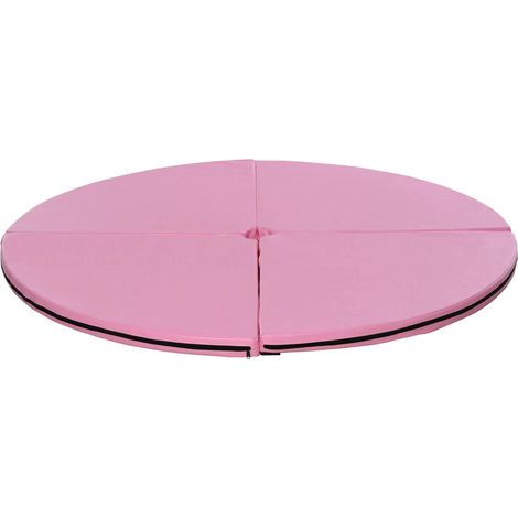 Tapis de pole dance pliable - pole dance mat - tapis de protection Ø 150 cm épaisseur 5 cm - revêtement plastique rose (1/5)