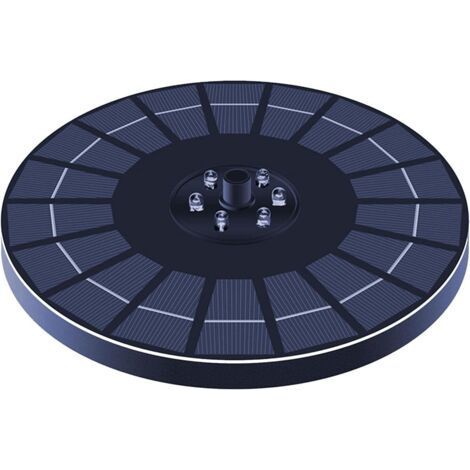 Fontaine Solaire, buse 3 en 1, Pompe de Fontaine Solaire 6W, Fontaine de Bain d'oiseaux Solaire, Convient pour Bain d'oiseaux, étang, Piscine, Aquarium, Aquarium et Jardin, 9 LED, Noir-Chrom (1/5)