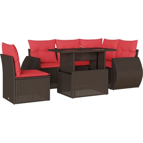Maison Exclusive - Set Divani da Giardino 6 pz con Cuscini Marrone in Polyrattan