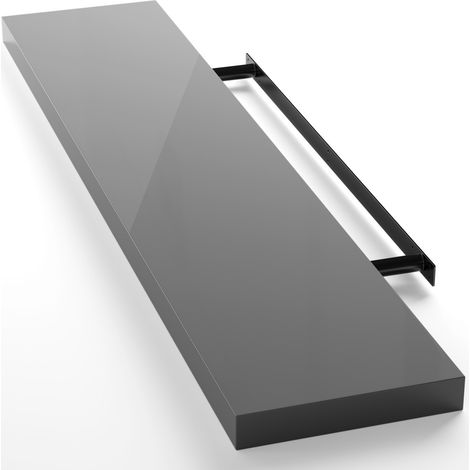 Casaria – Étagère murale flottante 110 cm – MDF effet flottant – Capacité de charge 15 kg – Installation simple avec support inclus – Gris brillant