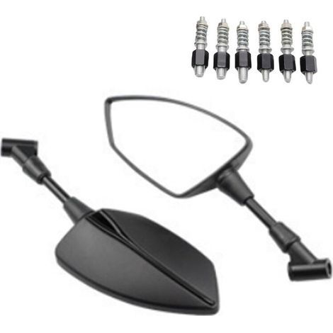 Rétroviseur Universel pour Moto 10 mm 8 mm Axe Rétroviseur Latéral avec 6 Vis Noir (1/2)
