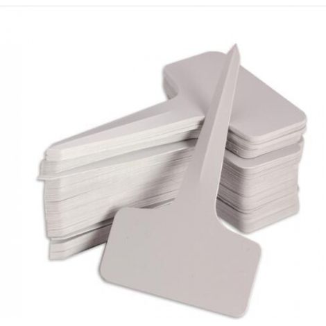 100 Stück 6 x 10 cm weiße T-förmige Pflanzenetiketten aus Kunststoff für den Kindergarten und Garten