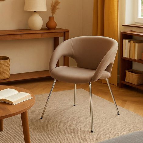 Dmora - Bürostuhl Dagudel, Wartestuhl mit Armlehnen für Büro, Ergonomischer Wartestuhl, 58x59h72 cm, Braun (1/3)