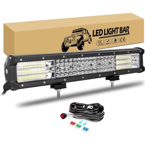 RIGIDON 17 pouces 45cm 450W Led Light Barre avec 12v faisceau de câblage kit, Barre Lumineuse led Phare de travail pour 4x4 Offroad Véhicule Voiture Camion tracteur, 6000K feu antibrouillard