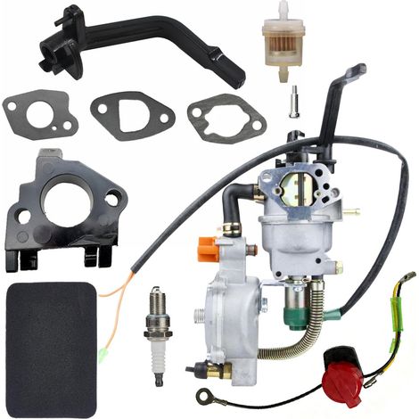 Générateur GX390 Kit de conversion de carburateur à double carburant GPL CNG pour 4,5-5,5 kW GX390 GX340 188F 190F Starter manuel de remplacement pour 7000w 8000w 9000w 10000w 439cc 459cc (1/4)