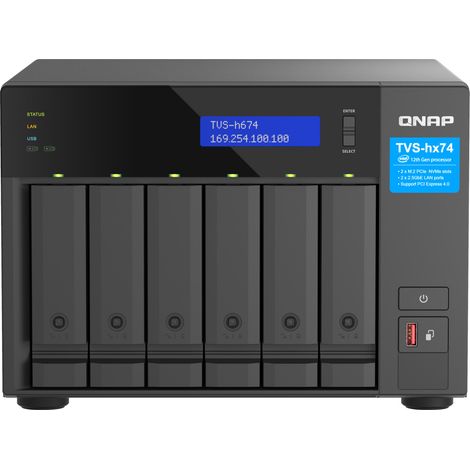 QNAP TVS-h674-i5-32G (6core 4,4GHz, ZFS, 32GB RAM, 6x SATA, 2x M.2 NVMe, 2x PCIe, 2x 2,5GbE, HDMI) (1/4)