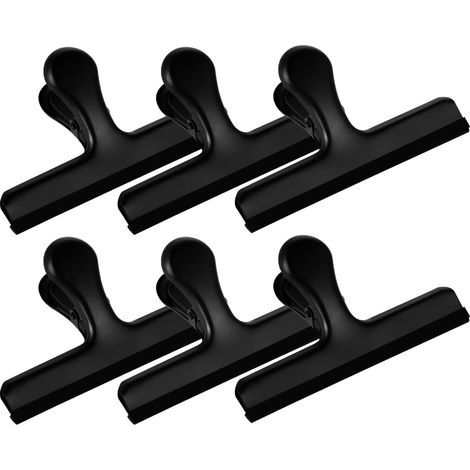 Set mit 6 Edelstahl-Chipstütenclips mit Silikonbeschichtung, keine scharfen Kanten mehr, farbcodiert für Lebensmittelbeutel, luftdichter Verschluss, robust für Küche und Haushalt... (1/5)