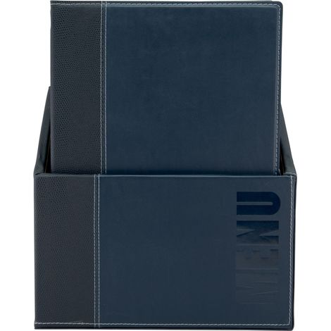 Carte Menus simili cuir de la gamme Tendance - A4 (x20) plus BOX, 1 double insert inclus avec chaque menu (présente 4 pages A4) - Securit
