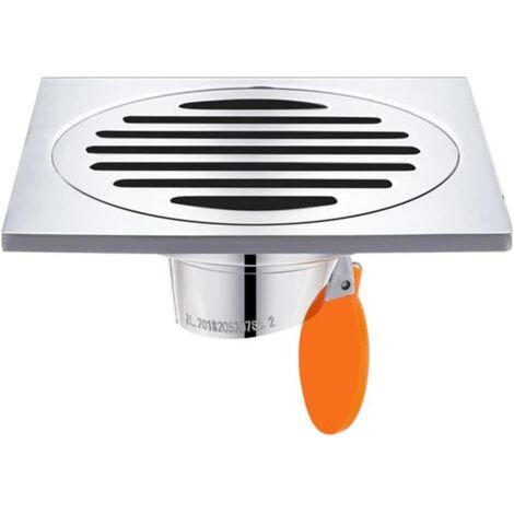 Caniveau de douche carré en acier inoxydable, anti-odeurs, pour salle de bain, carré 100 mm, argenté