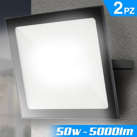 Set 2 Fari Led 50W Luce Alta Luminosita 5000lm Bianco Faro Faretti Esterno Slim (1/7)