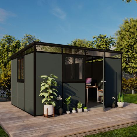 Caseta de Jardín Sucre, Piso Antideslizante, con Claraboya, Modular, Techo 1 Agua Hecho en Italia, Techo de Plástico (1/3)