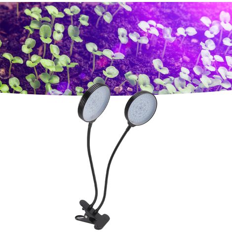 Clip de lampe de croissance double tête pour plantes, intensité variable par USB, lampe de croissance domestique à spectre complet pour semis (disque) (1/5)