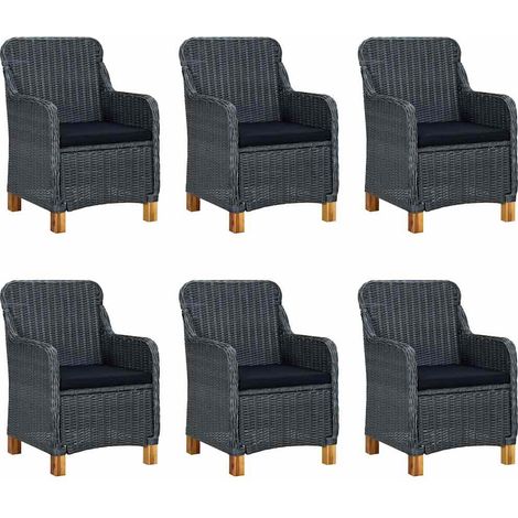 Set de 1 table et 6 chaises, Mobilier de salle à manger, avec coussins Résine tressée Gris foncé OIB2278E (1/5)
