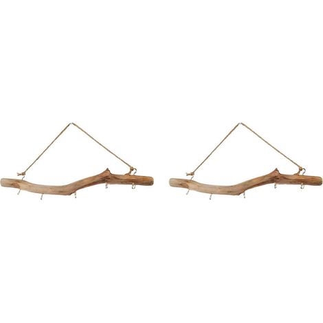 Deux crochets en bois au design bois flotté, objets décoratifs vintage, support à crochets en forme de branches facile à utiliser, idéal pour ranger de petits objets dans l'entrée, la penderie, etc. (1/5)