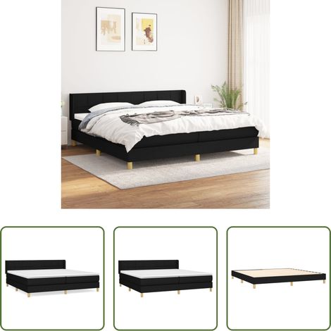 Matratze - Boxspringbett mit Matratze Schwarz 200x200 cm Stoff (1/5)