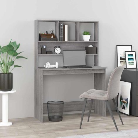 vidaXL Scrivania Mensole Grigio Sonoma 102x45x148 cm Legno