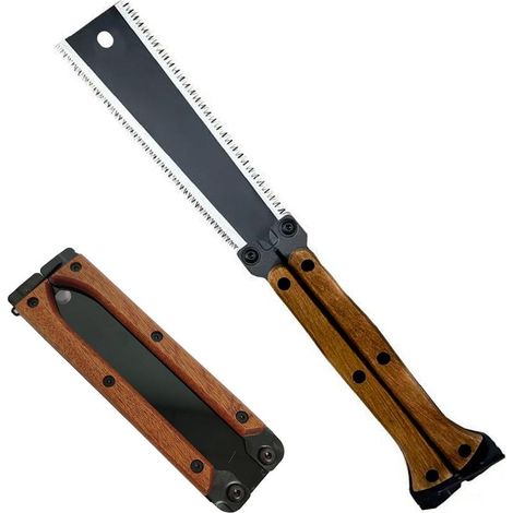 Scie à main pliante de 16 cm, à double lame, lame SK5, avec verrouillage de sécurité, idéale pour le bricolage et le travail du bois. (1/5)