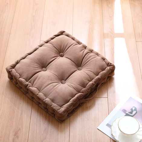 Coussin de Sol avec poignée 45x45cm, Galette de Chaise, Coussin de Chaise rehausseur en suédine,Brun (1/5)