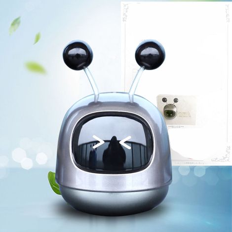 Diffuseur de parfum voiture robot créatif, désodorisant pour bouche d'aération, déco intérieure grise, parfum solide longue durée, accessoire auto original. (1/5)