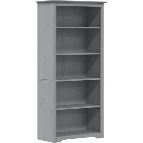 Bibliothèque étagère de rangement - BODO gris 82x40x173 cm bois pin massif 5 niveaux fr14675 (1/5)