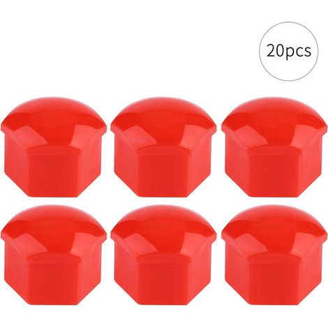 20 capuchons de protection antivol pour boulons de roue de voiture de 21 mm (rouge) (1/5)